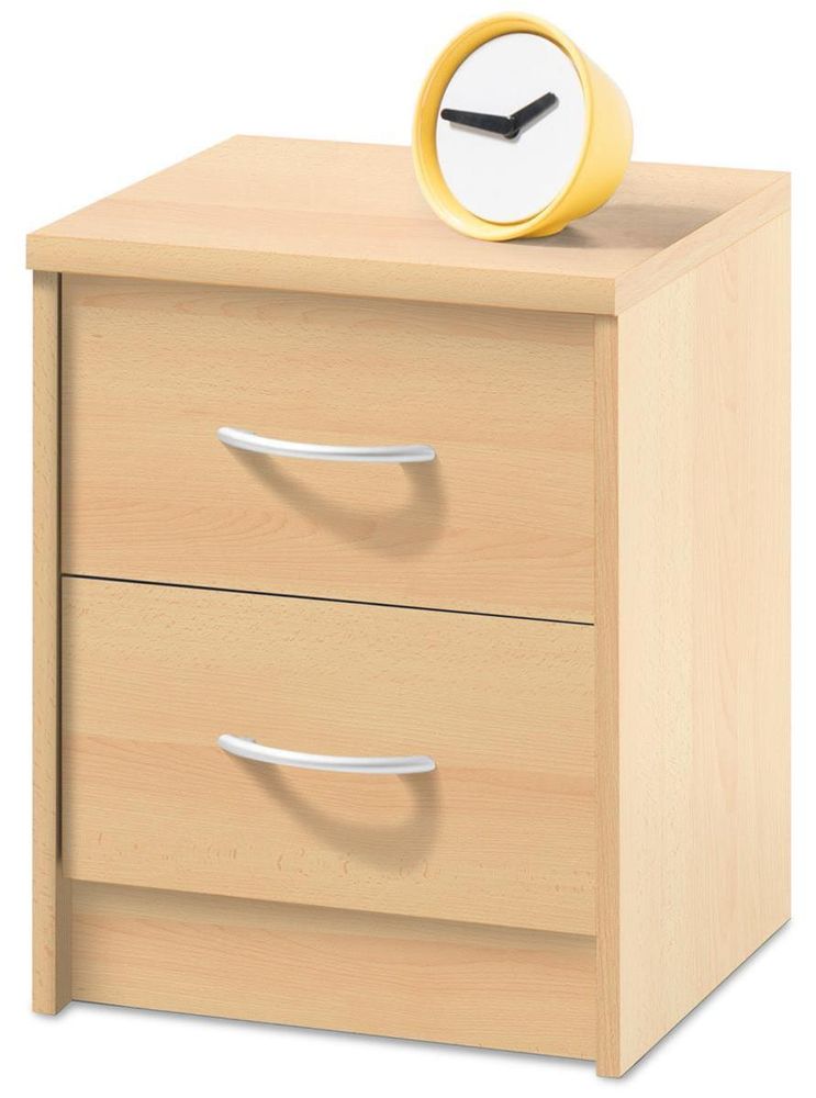 Nachtkonsole "Olli I" – moderne Nachtkonsole mit 2 Schubkästen und pflegeleichter Buche-Nachbildung