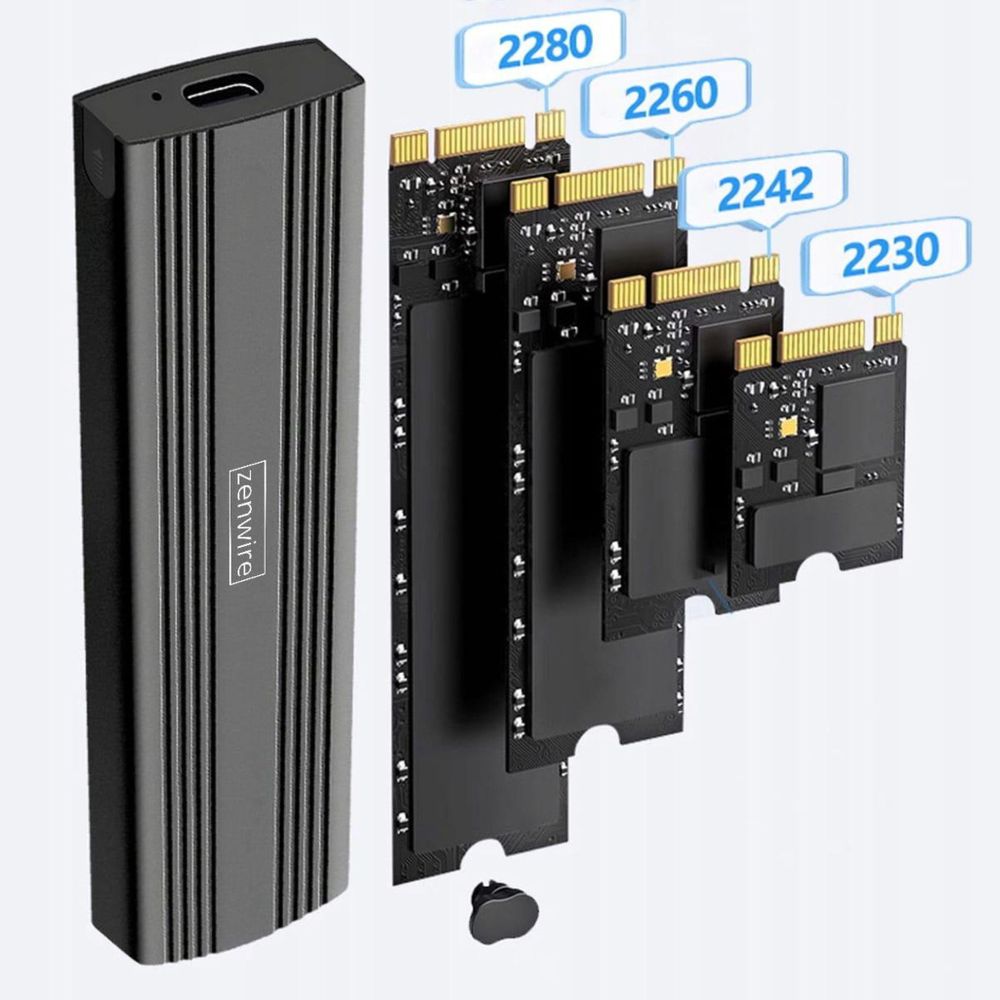SSD-Gehäuse - Adapter m.2 NVME PCie USB-C - Lesegerät - Einschub für Festplatte m.2 2230 2242 2260 2280