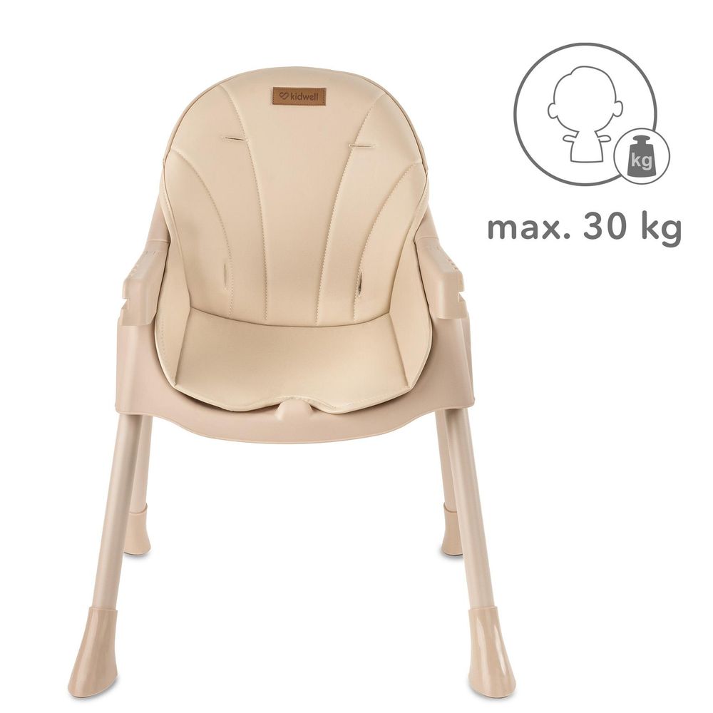Kidwell TINTO 2-in-1 Kinderhochstuhl - mitwachsender Hochstuhl & Kinderstuhl, klappbar, Doppeltablett, ab 6 Monaten bis 6 Jahre, Beige
