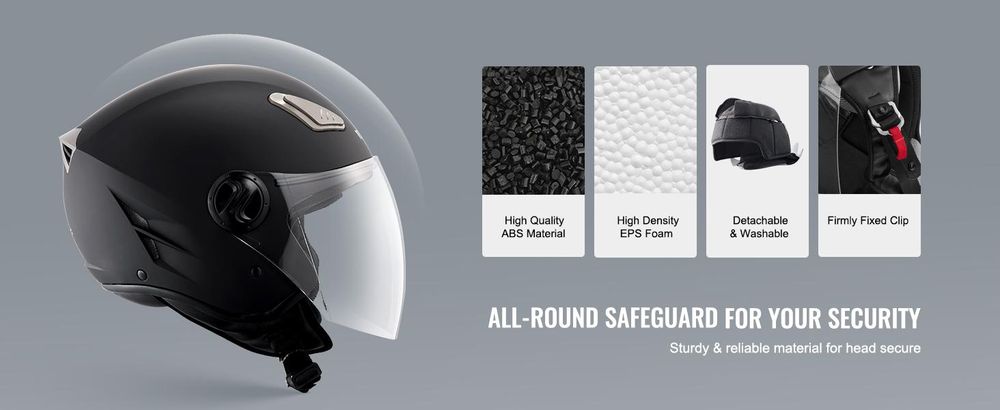 VEVOR Motorradhelm 3/4 Gesicht Größe M, ABS-Helm mit Bluetooth-Kommunikation und austauschbaren Gläsern, DOT-, für Jugendliche und Erwachsene