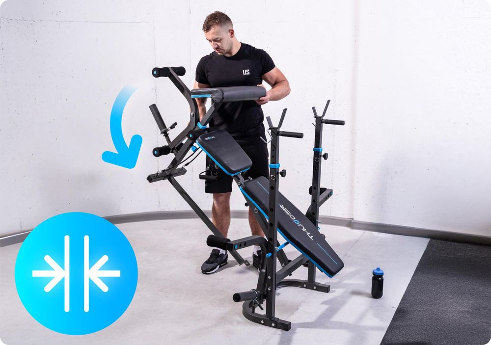 Panca pesi THUNDER® VIGOR-B con rack per bilancieri, scrivania per curl e panca da allenamento regolabile a farfalla per distensioni su panca, 240 kg