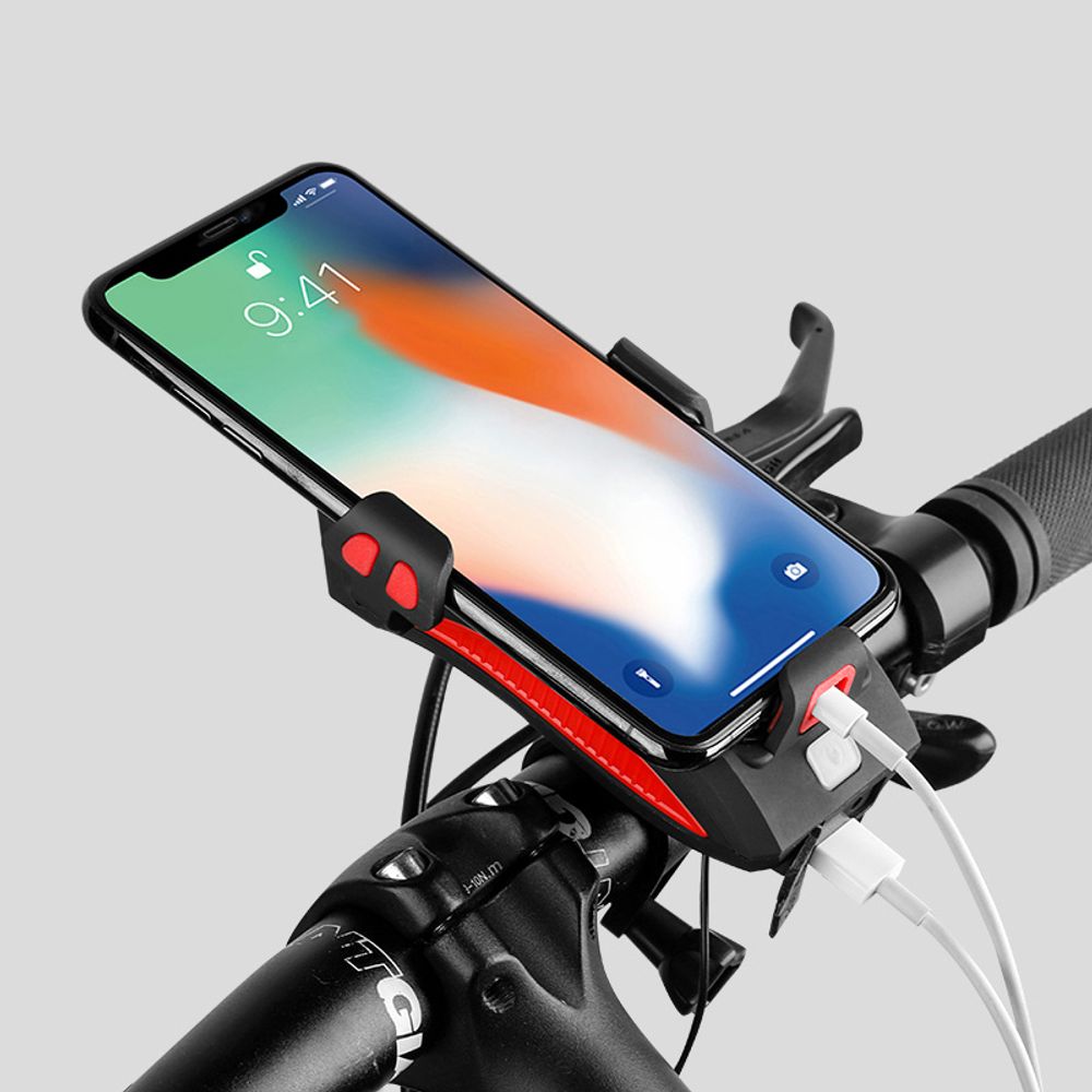 Fahrrad Handyhalterung mit LED Lampe Universal Bike Halterung Smartphone Lenker Halter für Handy Smartphone 360° Drehbar Schwarz Motorrad Scooter iPhone Samsung Retoo