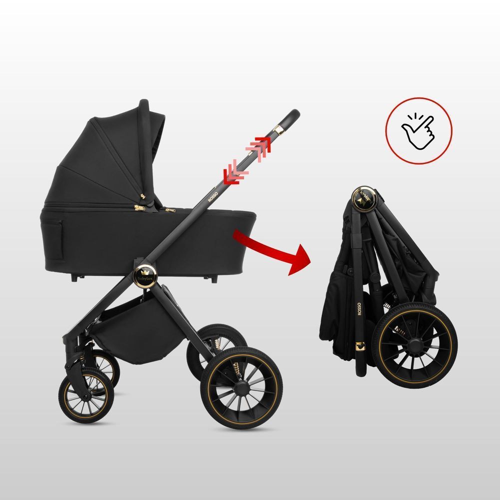 BabyLux® Passeggino Multifunzionale 3in1 ROSSO, Beige, Navicella, Passeggino, Seggiolino auto, Accessori, Leggero e Compatto, 0-22 kg, UV50+
