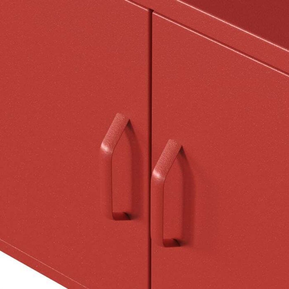 Jan Nowak Fernsehschrank ROSA TV Schrank TV Board für Wohnzimmer, Schlafzimmer Metall Fernsehtisch mit Türen und Stauraum, 115 x 59,5 x 40 cm, Rot