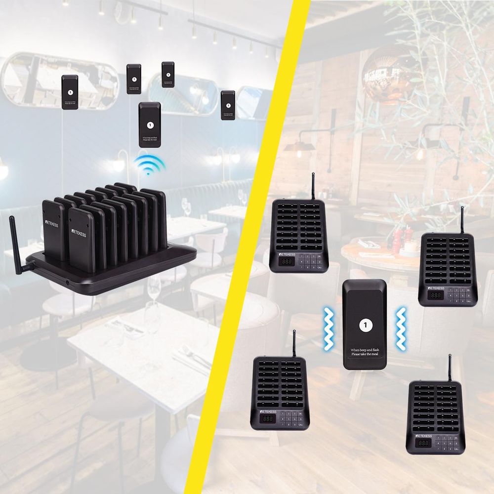 Retekess TD157 Restaurant Pager System, 16 Pagers, 500M Pager Rufsystem, 2 Rufmod, 24H Pager Pieper für Food Court, Café, Bar,998 Kanäle walkie talkie