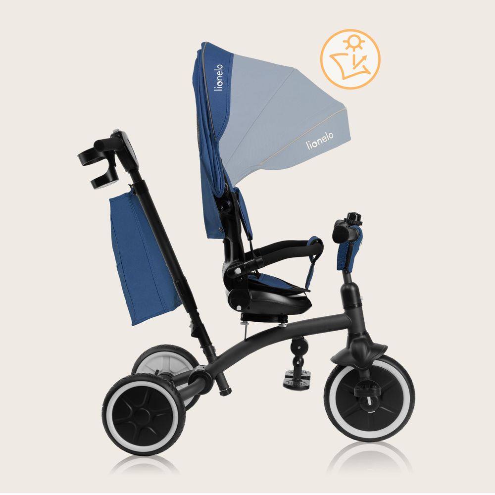 Lionelo Tris Plus dreirad laufrad bis 25 kg Kinderdreirad Lenkstange Baby Kinderwagen Montage ohne Werkzeug - Blau