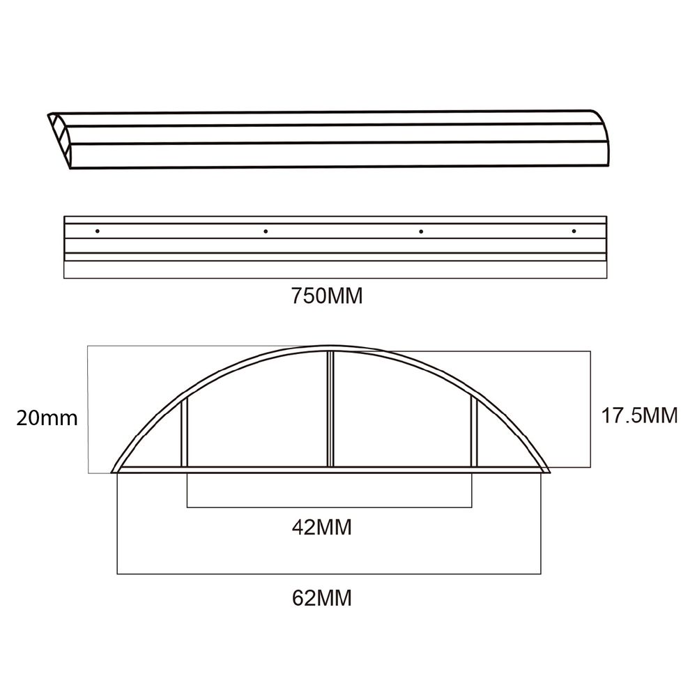Aluminium-Kabelabdeckleiste 62x20x750mm weiß MC-814 W Maclean