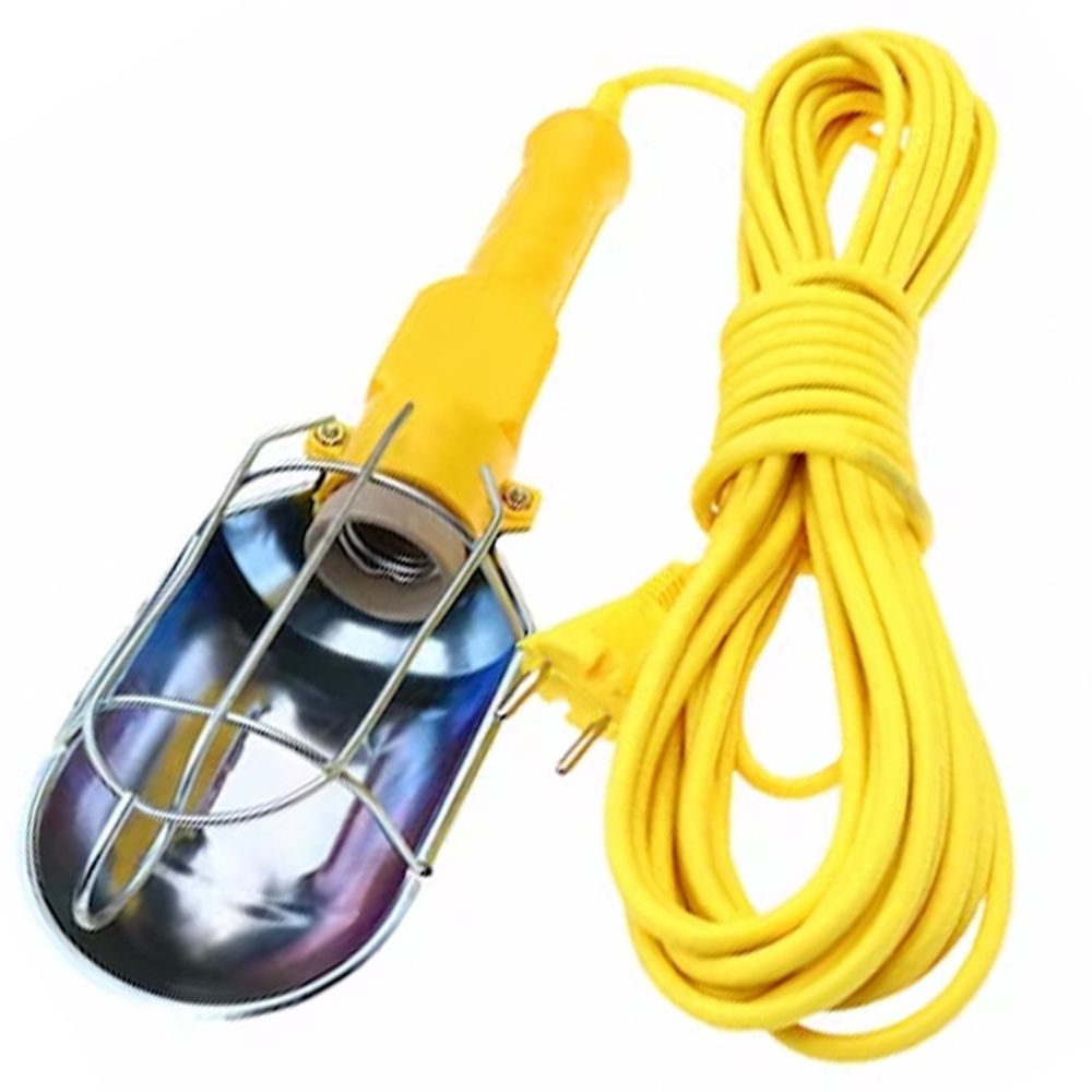 Arbeitsleuchte E27 Baulampe Werkstattleuchte Handleuchte Werkstattlampe Arbeitsstrahler mit 10m Netzkabel Lampenkabel Taschenlampe Gelb Retoo