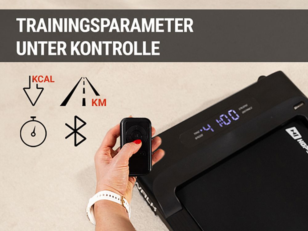 Hop-Sport Laufband HS-750WP Walk, Walking Pad - Geschwindigkeit bis 6 km/h, Lauffläche 45x110 cm, 2,5-PS-Motor, Laufband für Zuhause mit Fernbedienung