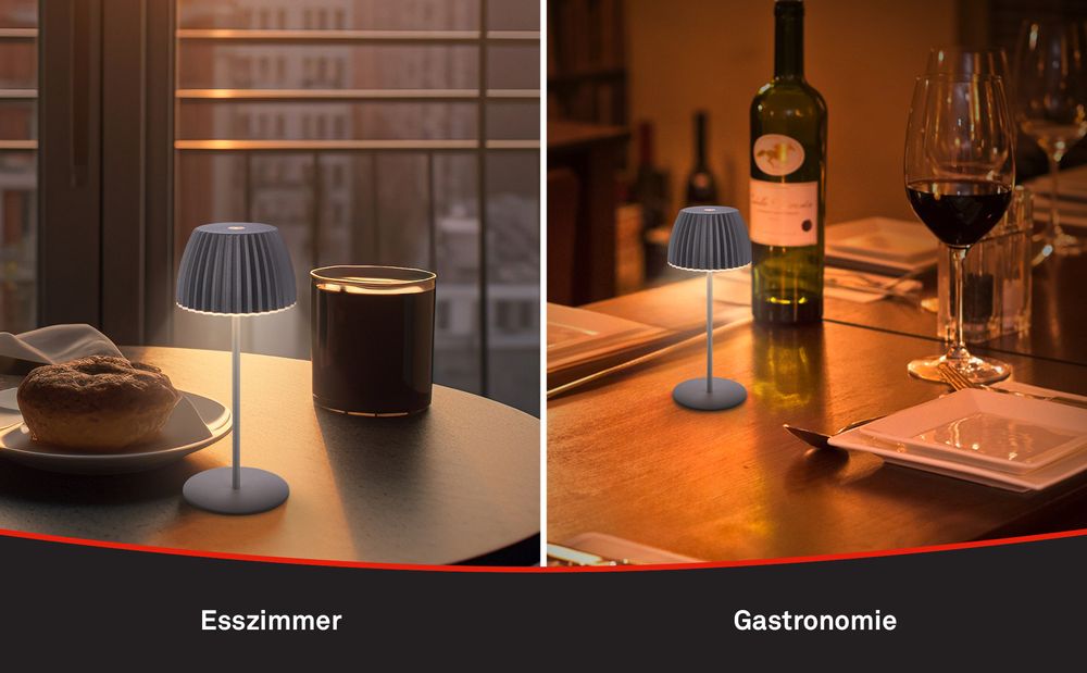 Riffle Mini LED Tischlampe Akku Tischleuchte Dimmbar Kabellos IP44 Anthrazit