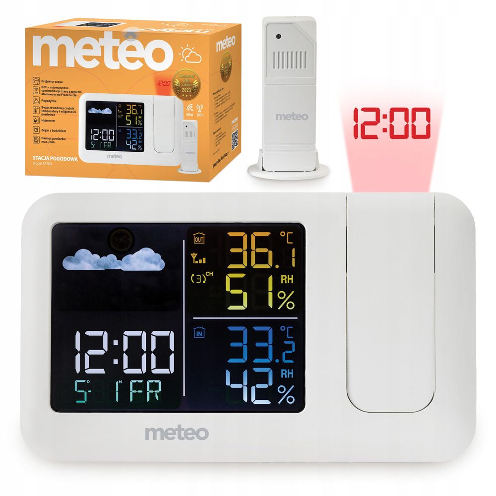 METEO SP208 Wetterstation mit Zeitprojektor und Außensensor.