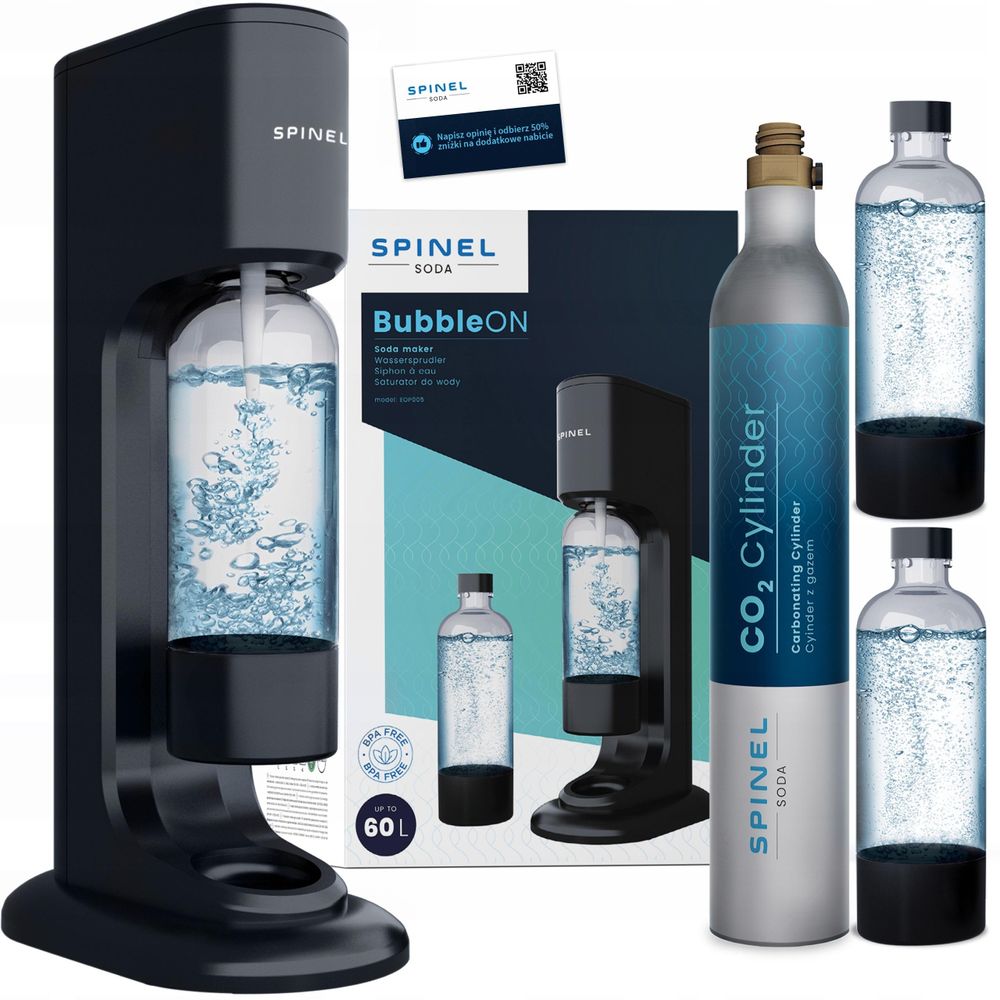 Spinel Soda BubbleON Wassersprudler Set mit 2 Flaschen CO2 Zylinder