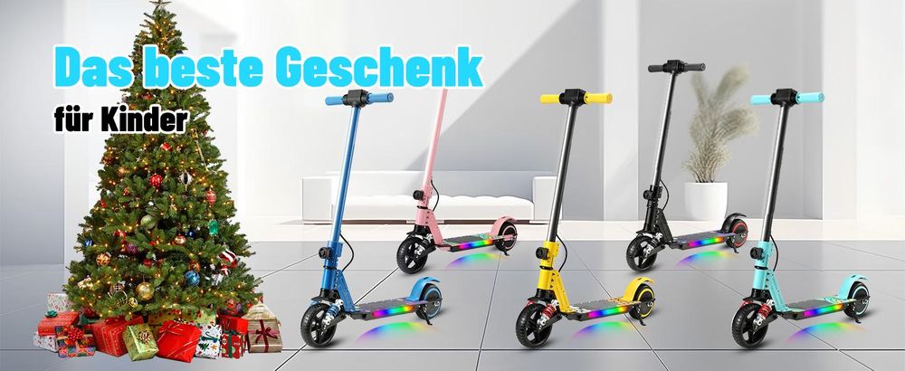 Elektroroller Kinder mit Schutzausrüstung, Elektroscooter Für 6–12 Jahre, 130W, 14 km/h, 5–8 km, LED-Display, Stoßdämpfer, Klappbar E-Scooter Blau