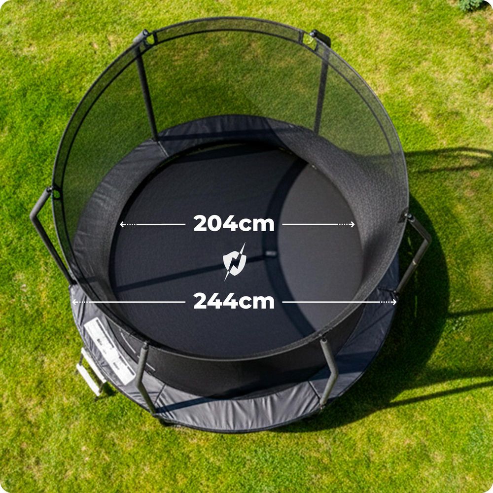 Thunder Trampolino da giardino Elite 244 cm 8 ft rete interna 150 kg nero
