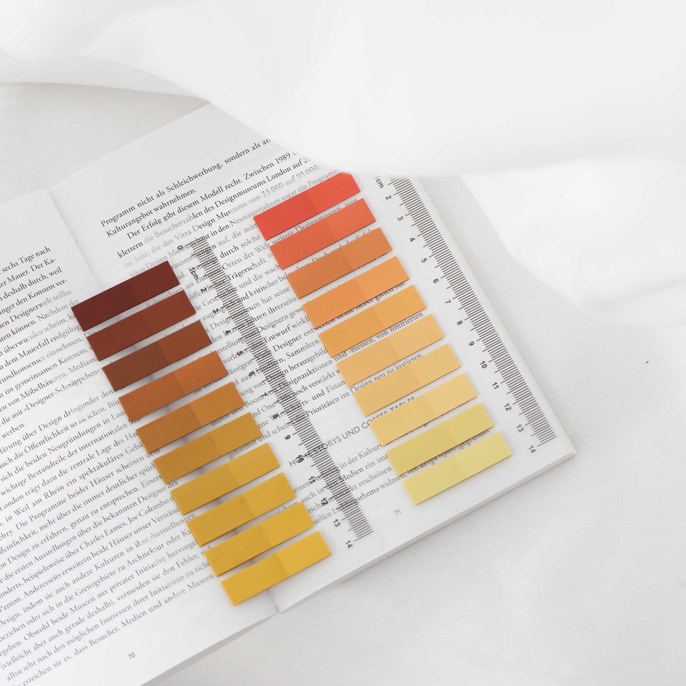 Ordinate-Tangerine Gold Sticky Notes, Transparent Haftnotizen zum Markieren, Haftstreifen, Seitenmarkieren, Ästhetischer Haftnotizzettel