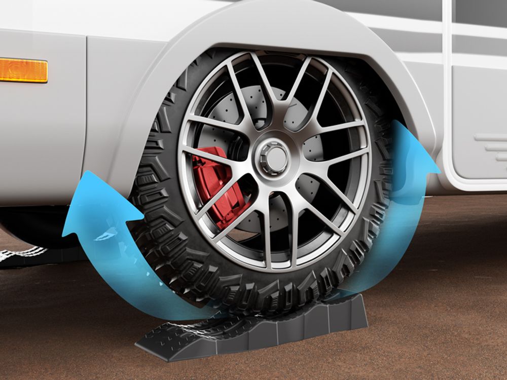 XPOtool Auffahrkeile Wohnmobil 2 Stück 40/70/100 mm 3,5 t Auffahrkeile Set für Wohnwagen mit Tragetasche und Wasserwaage