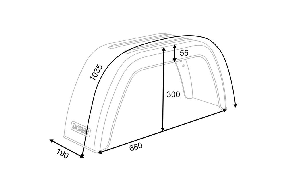 DOMAR D20112 Einzelkotflügel 13-14 Zoll aus Kunststoff für Pkw-Anhänger 660x190 mm mit integrierten Montagelöchern