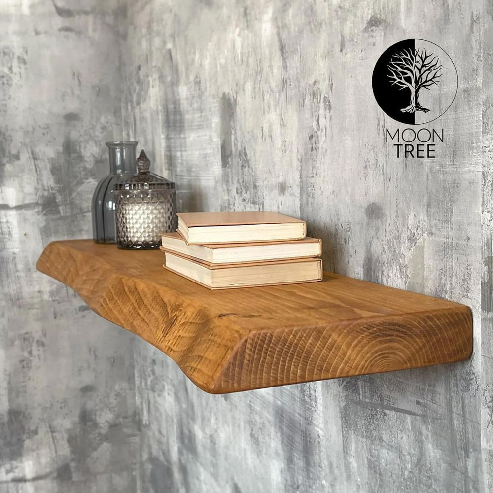 MoonTree | rustikales Wandregal aus Holz Maren, 22cmx4.4cmx40cm, Dark Oak | Hängeregal, Regalboden, Wandregal Holz für Wohnzimmer, Küche & Flur