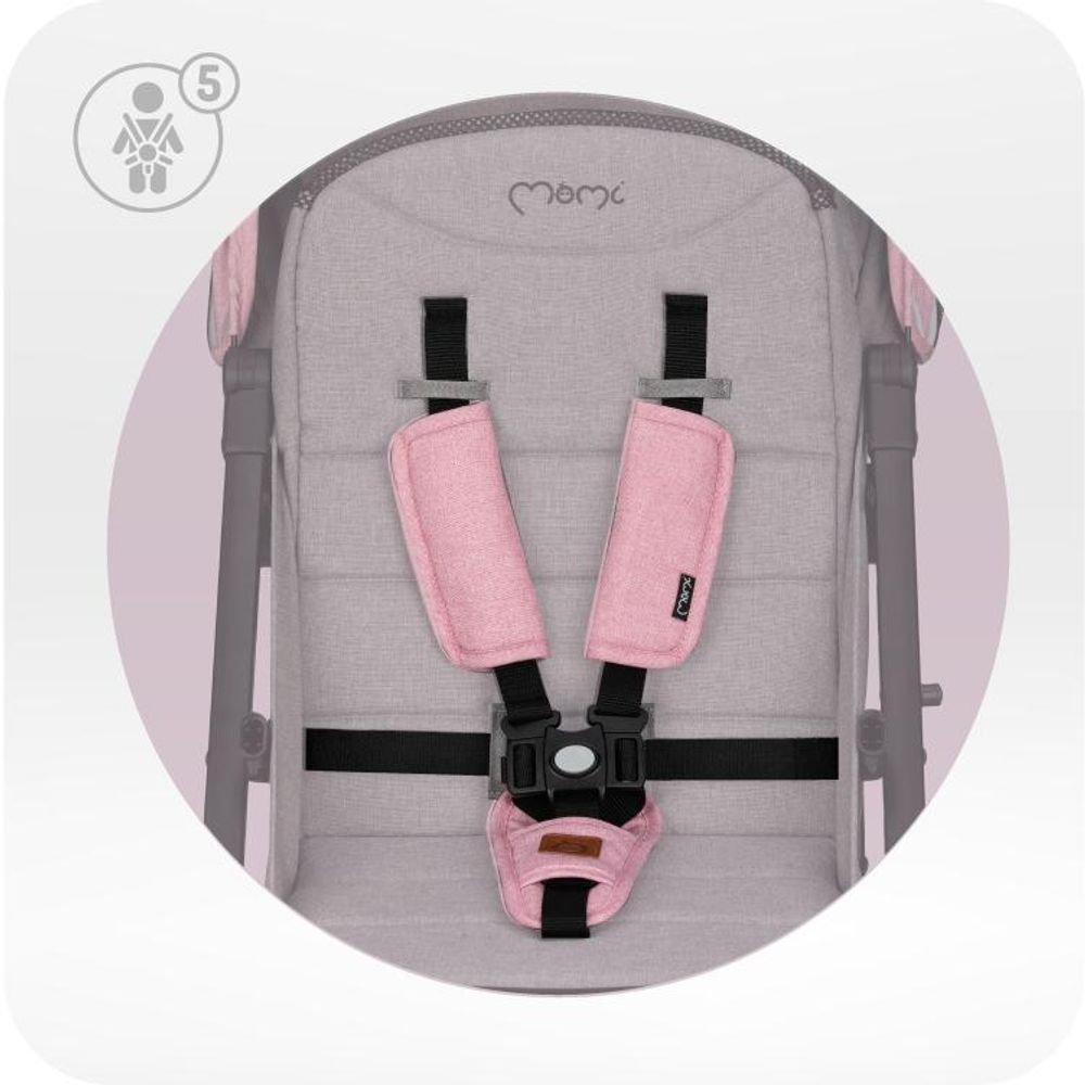 MoMi ESTELLE PLUS LIGHT Kinderwagen Buggy bis zu 22 kg - Leicht, Große Räder Koffer - Rosa