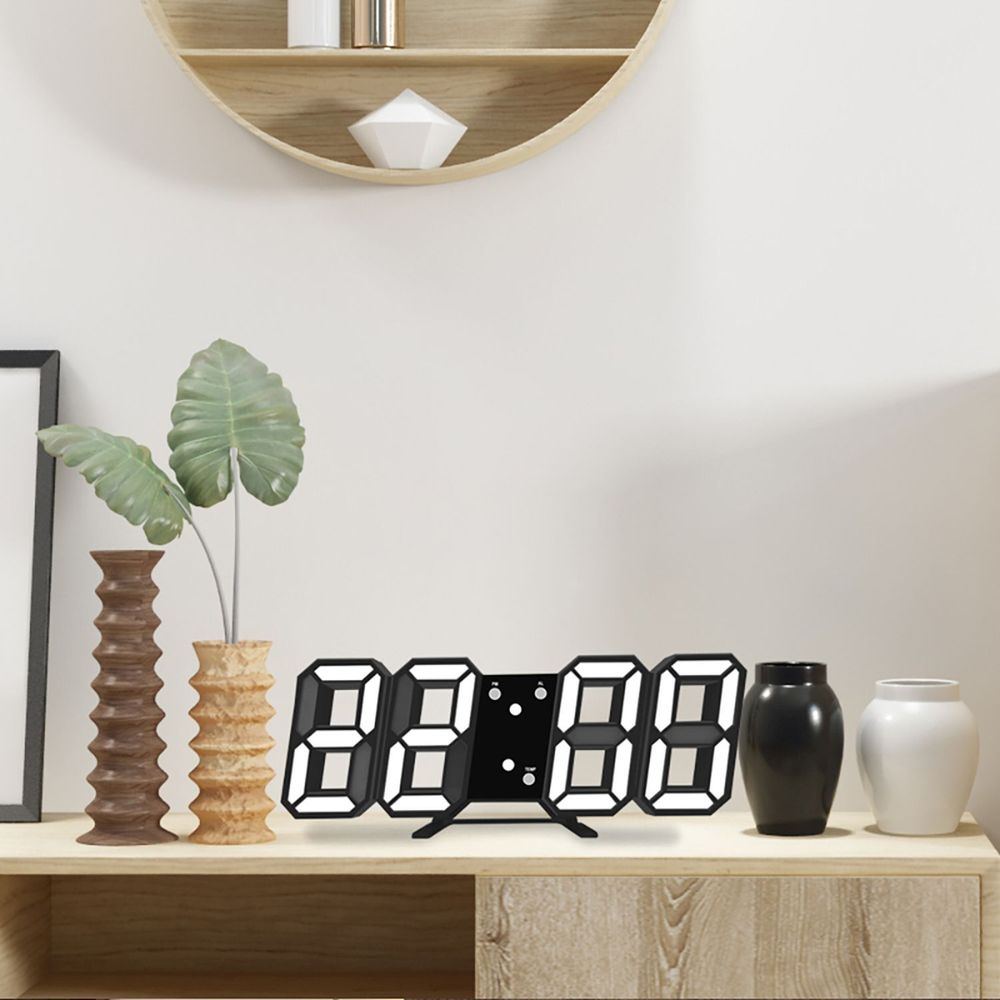 Digitaler Wecker 3D LED Digital Digitaluhr Wanduhr Datum 12h 24h USB Temperatur Alarm Clock Schlafzimmer Wohnzimmer Küche Büro Dimmbar Zeit Uhr Retoo
