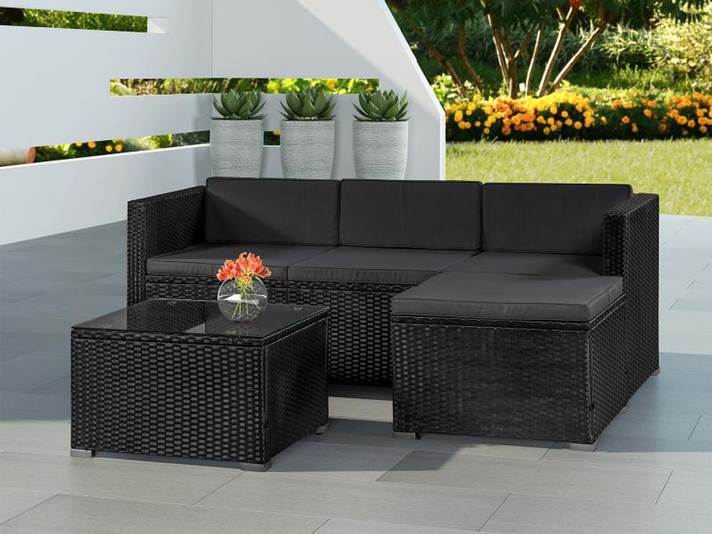 Juskys Polyrattan Lounge Punta Cana M schwarz