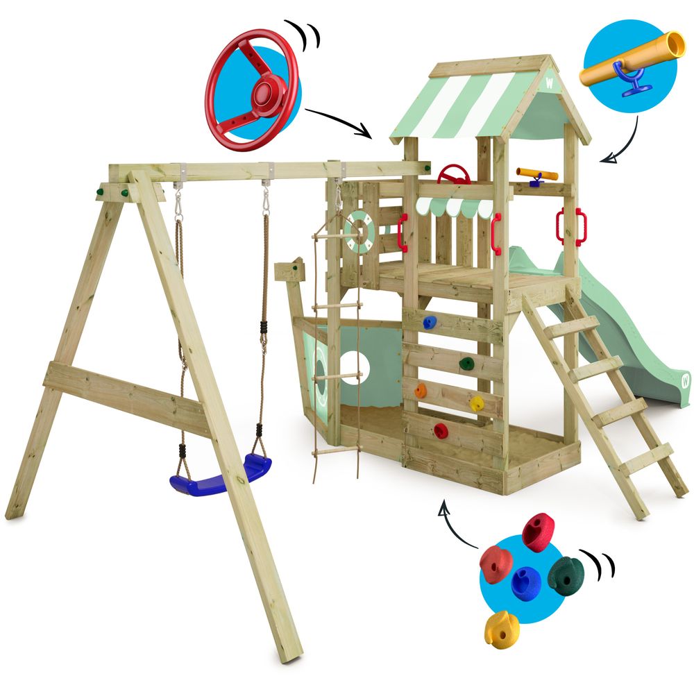 Spielturm Wickey SeaFlyer mit Schaukel und Sandkasten in Hellgrün