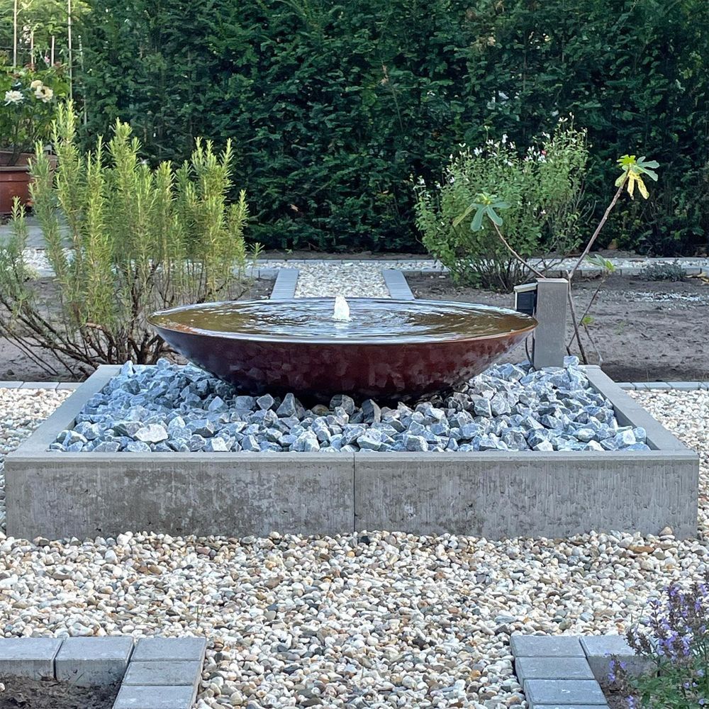 CLGarden Springbrunnen Cortenstahl Wasserschale SCWS80 Garten Brunnen Metall Wasserspiel Set