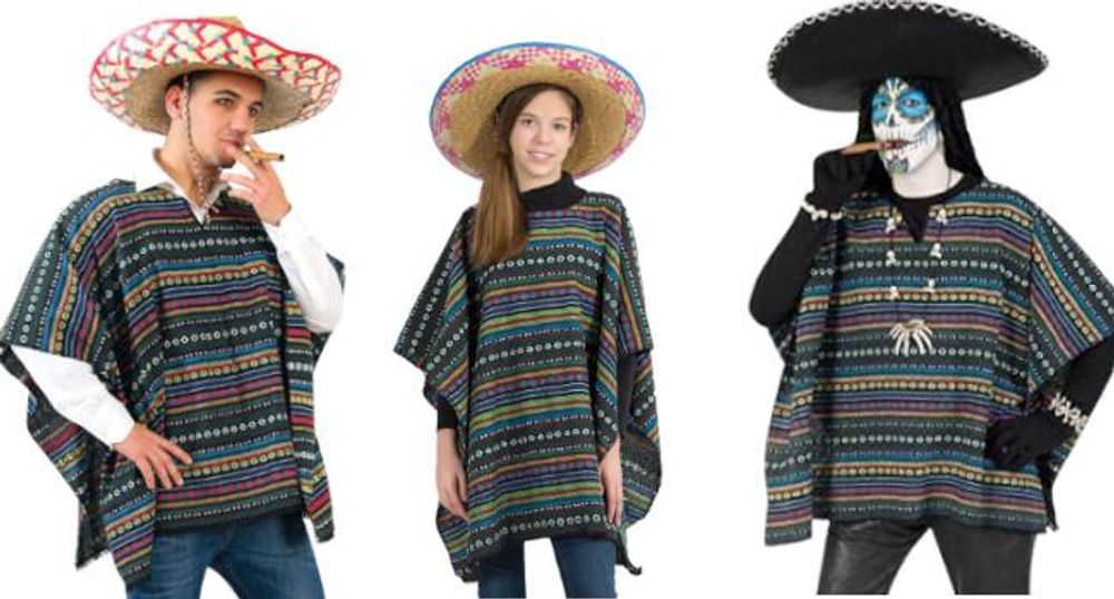 Kostüm-Set Poncho und Sombrero 2-teilig Hut und Poncho