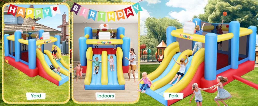 Hüpfburg mit Gebläse, Geeignet für 3 bis 12 Jahre Hüpfburg Kinder Indoor, Kindergeburtstag (460 x 240 x 230 cm)