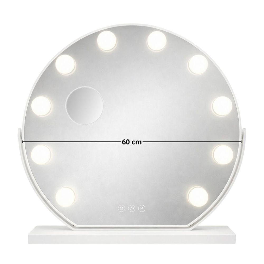 Lustro do makijażu białe make-up 60cm 10 LED barwa światła