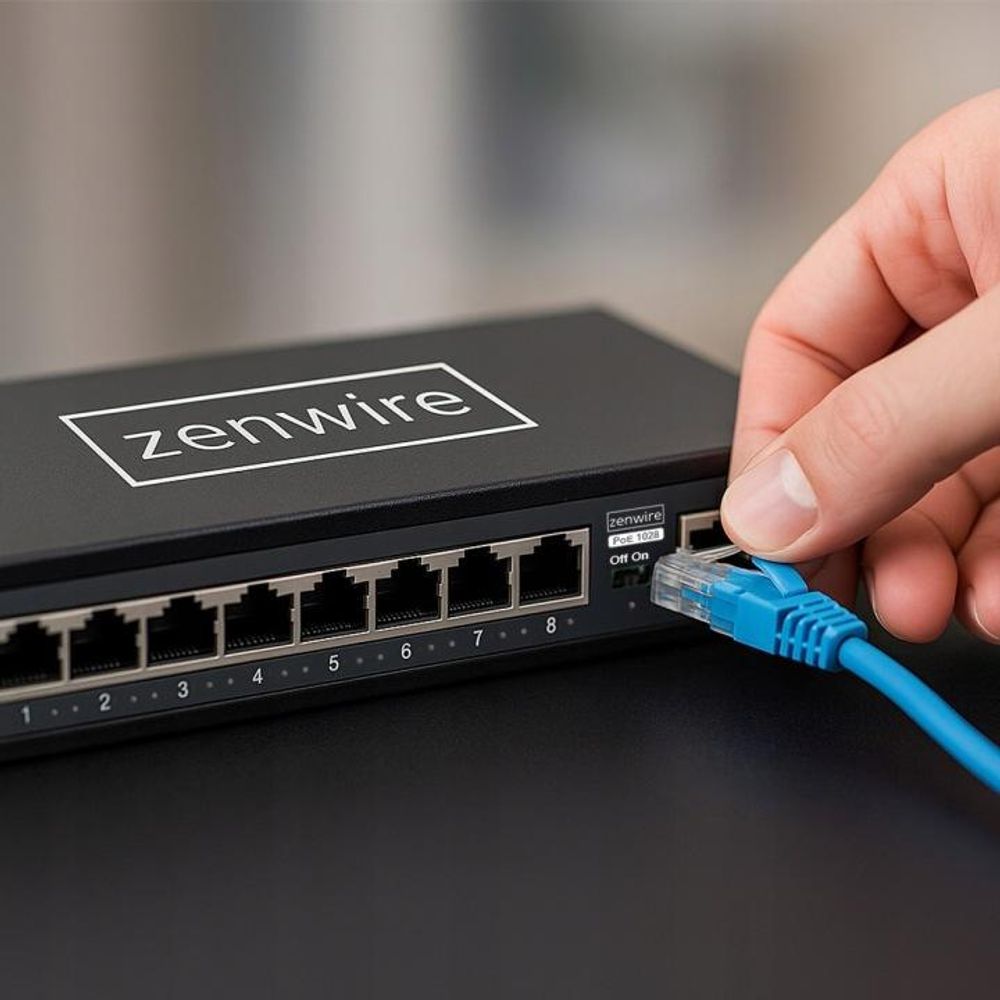 Switch, distributore di porte, 10 porte, ZENWIRE, per telecamere IP, 8 POE 2 LAN Ethernet RJ-45