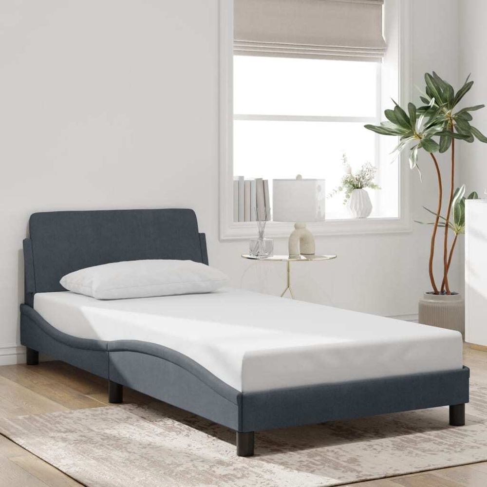 vidaXL Bettgestell "Dover" Dunkelgrau 100x200 cm Samt