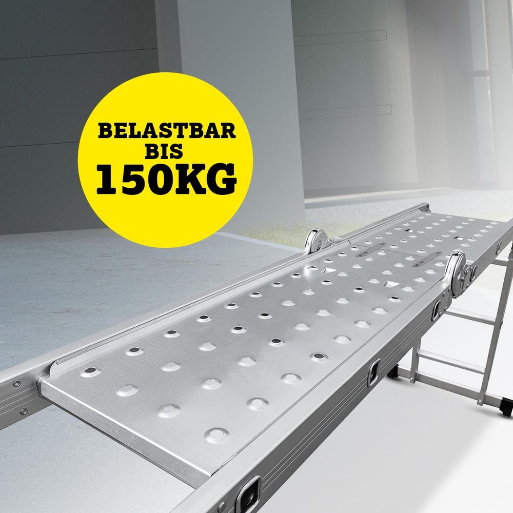 Craftfull Arbeitsplattform für Mehrzweckleiter CF-104A - Anti-Rutsch-Trittfläche - Pflegeleicht - Aluminium - 150 kg (4x3)