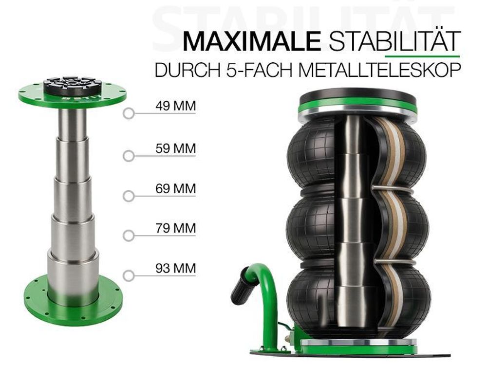 Pneumatischer Wagenheber APK-3500 3,5T mit Hubhöhe 130–430 mm