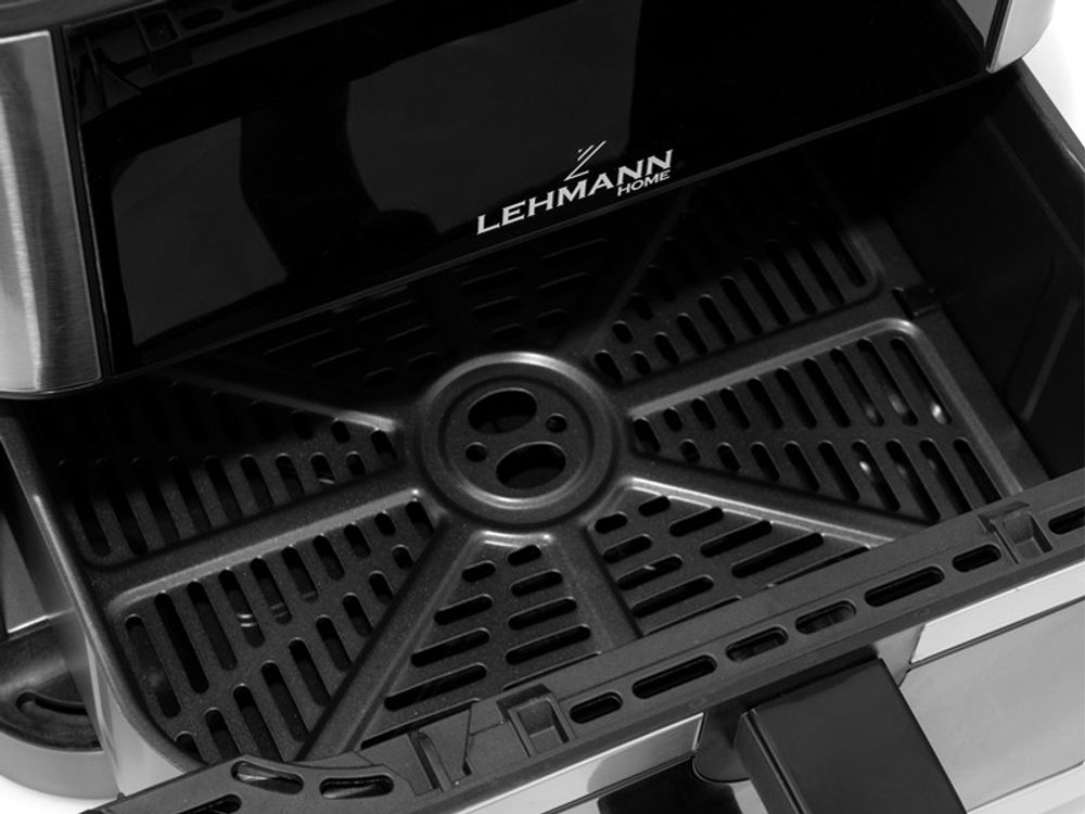 LEHMANN Heißluftfritteuse, Airfryer 1800 W, Kapazität 10L, 80°-200°, 12 Programmen, mit Sichtfenster - Backen und Frittieren Ohne Fett