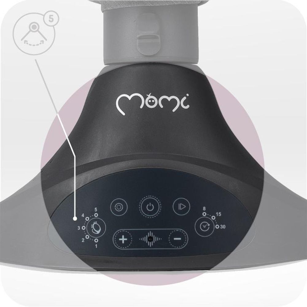 MoMi KENANI Babywippe - 5 Vibration, Musik Timing, Bluetoothfunktion - Dunkelgrau