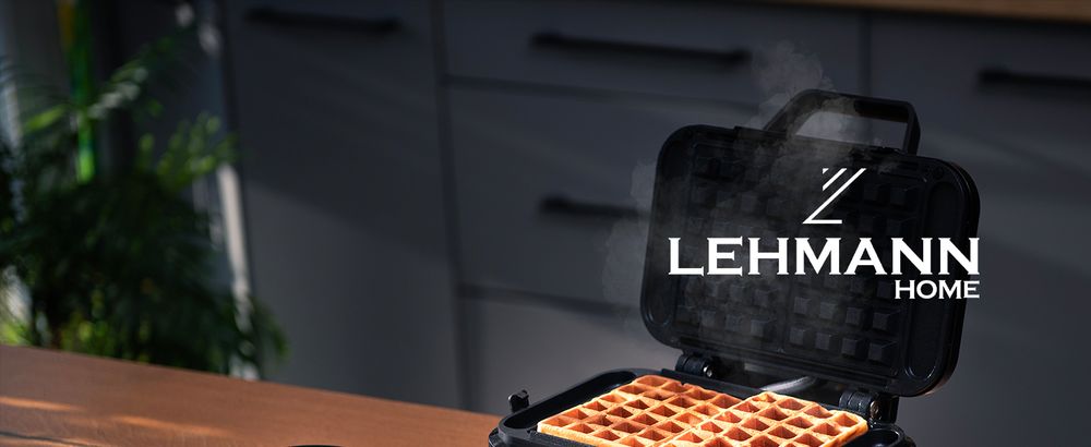 Gofrownica LEHMANN CRISP 2000W na dwa duże gofry, regulacja temperatury, mocna niewyciekająca, chrupiace gofry w 4 min