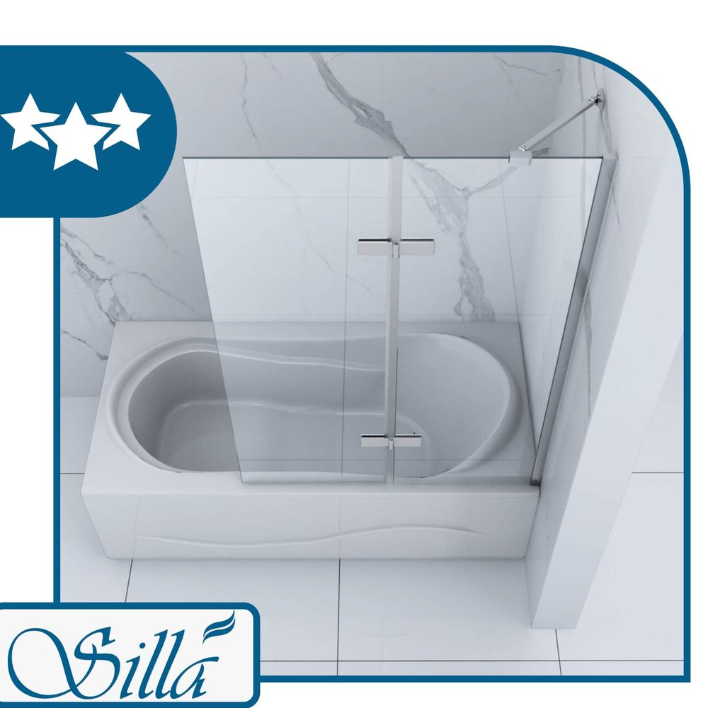 Silla, duschwand badewanne 100x150, duschwand aus glas, badewannenaufsatz, faltwand