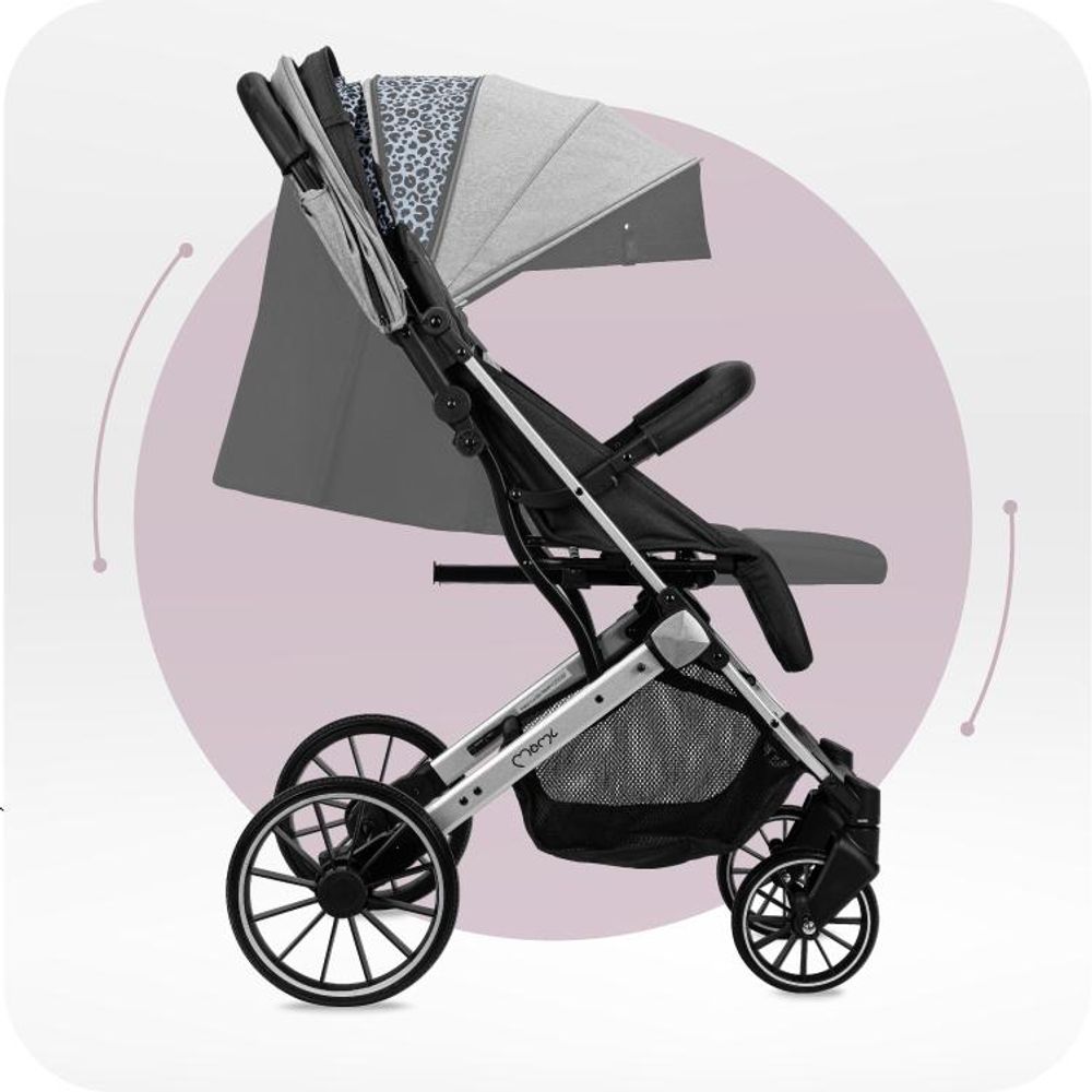 MoMi ESTELLE PLUS LIGHT Kinderwagen Buggy bis zu 22 kg - Leicht, Große Räder Koffer - Grau