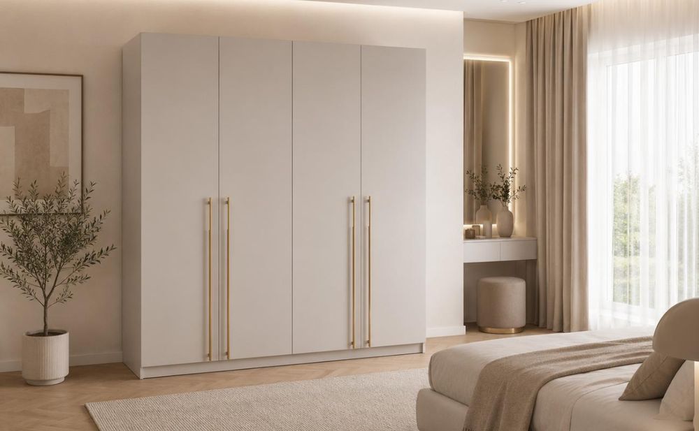 Kleiderschrank 4-türig – moderner Schrank viel Stauraum, Schlafzimmer Garderobenschrank - Schrank Glamy 4D - Cashmere