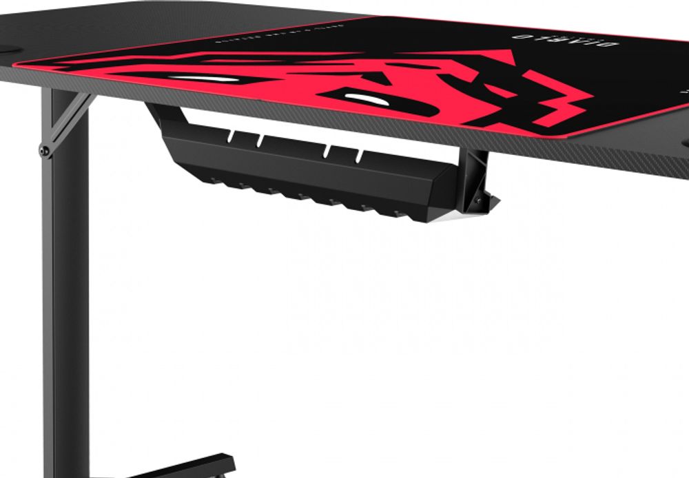 Diablo X-Mate 1600 Gaming Tisch Schreibtisch PC Computertisch Ergonomisch Carbon Tischplatte Kopfhörerhaken Getränkehalter (160 x 75 x 75 cm) Farbe: Schwarz