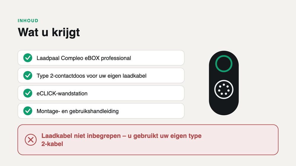 22 kW driefasig – met uw eigen type 2-laadkabel