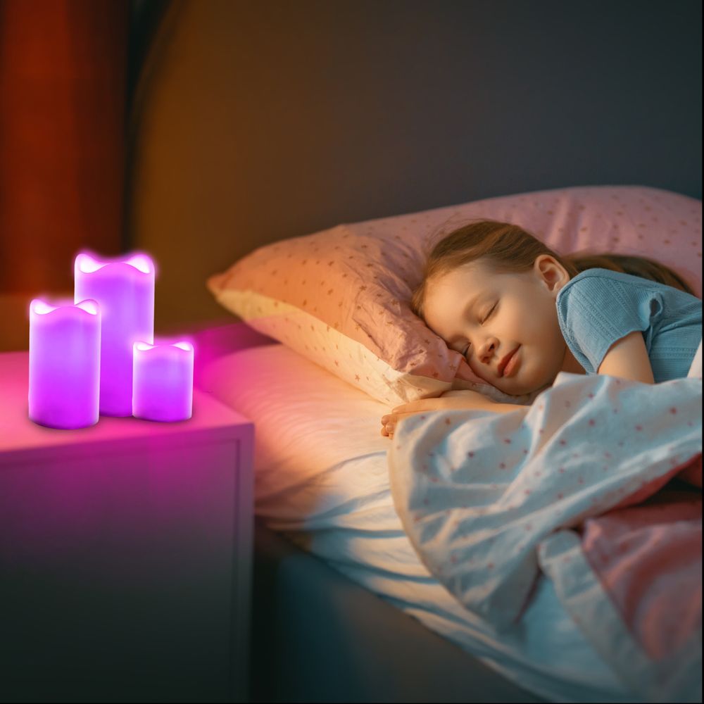 Led Kerzen mit Fernbedienung, RGB LED-Kerzen, Flammenloses Kerzenlichter, Stumpenkerze, Batteriekerzen, LED Stabkerzen, 3er-Set, Farbwechselnde Retoo