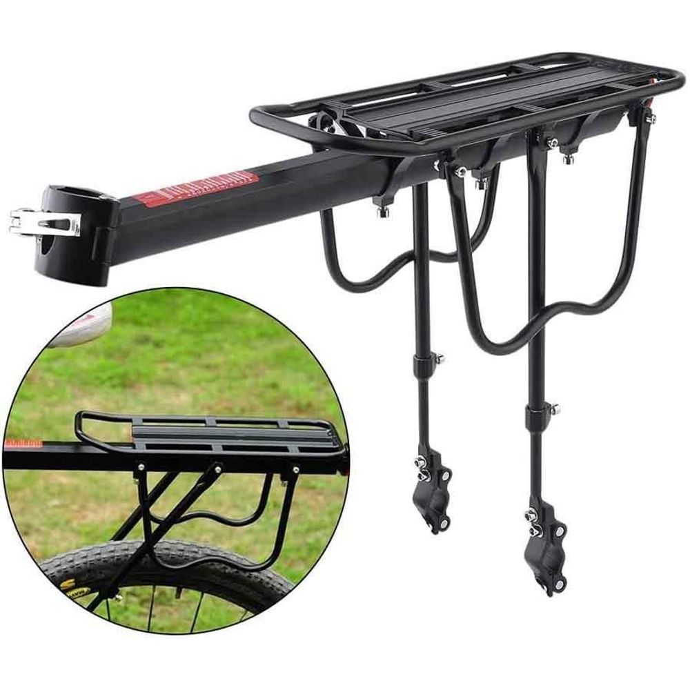 MUNDO® Bagażnik rowerowy [24"-29"] Max 50 kg - Regulowany bagażnik rowerowy ze stopu aluminium z odblaskiem - Bagażnik rowerowy