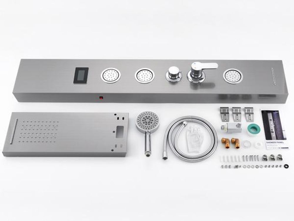 Duschpaneel Regendusche, Edelstahl Dusche Armaturen LED 3 x Massagedüsen Duschsystem Duschsäule Duscharmatur Wasserfall mit Temperatur Display Duschsystem aus Gebürstet