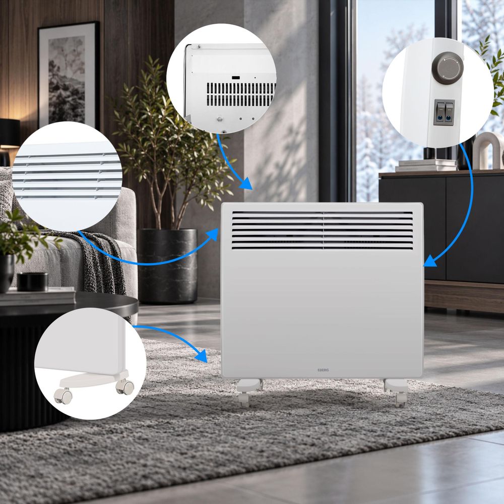 EBERG VECTO 1kW Grzejnik konwektorowy 1000 W Termostat Biały