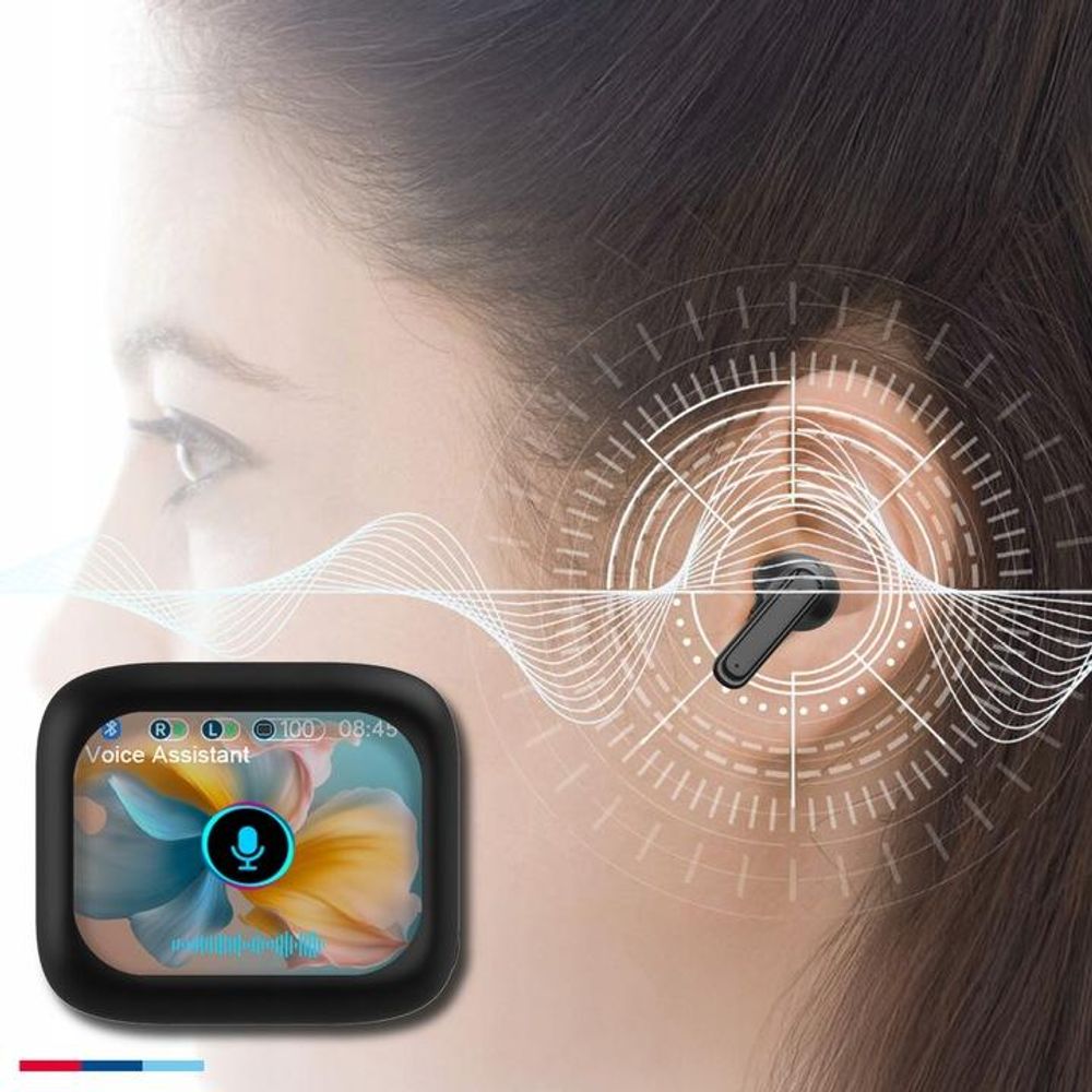 Forever Bluetooth-Kopfhörer, In-Ear Kopfhörer mit Display ANC + ANC TWSS-500 schwarz