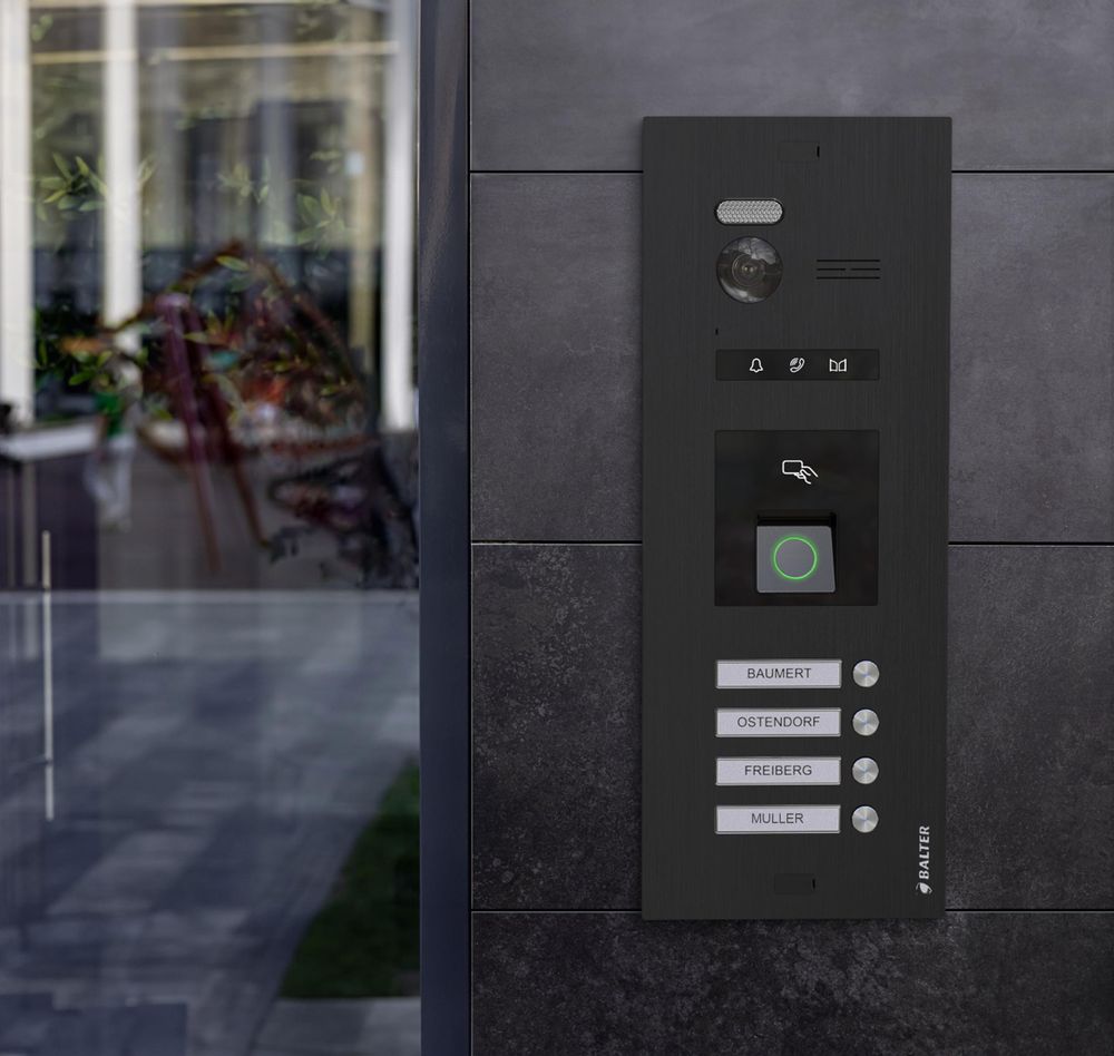 Balter EVO HD Video Türsprechanlage mit Fingerprint und RFID für 4 Familienhaus, 4x Monitore