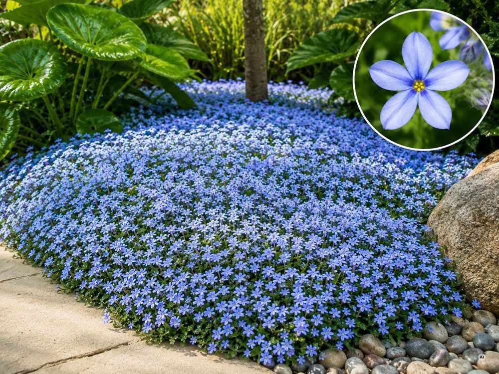 Blauer Bubikopf Vorteile: Dauerblüher, trittfest, füllt Fugen