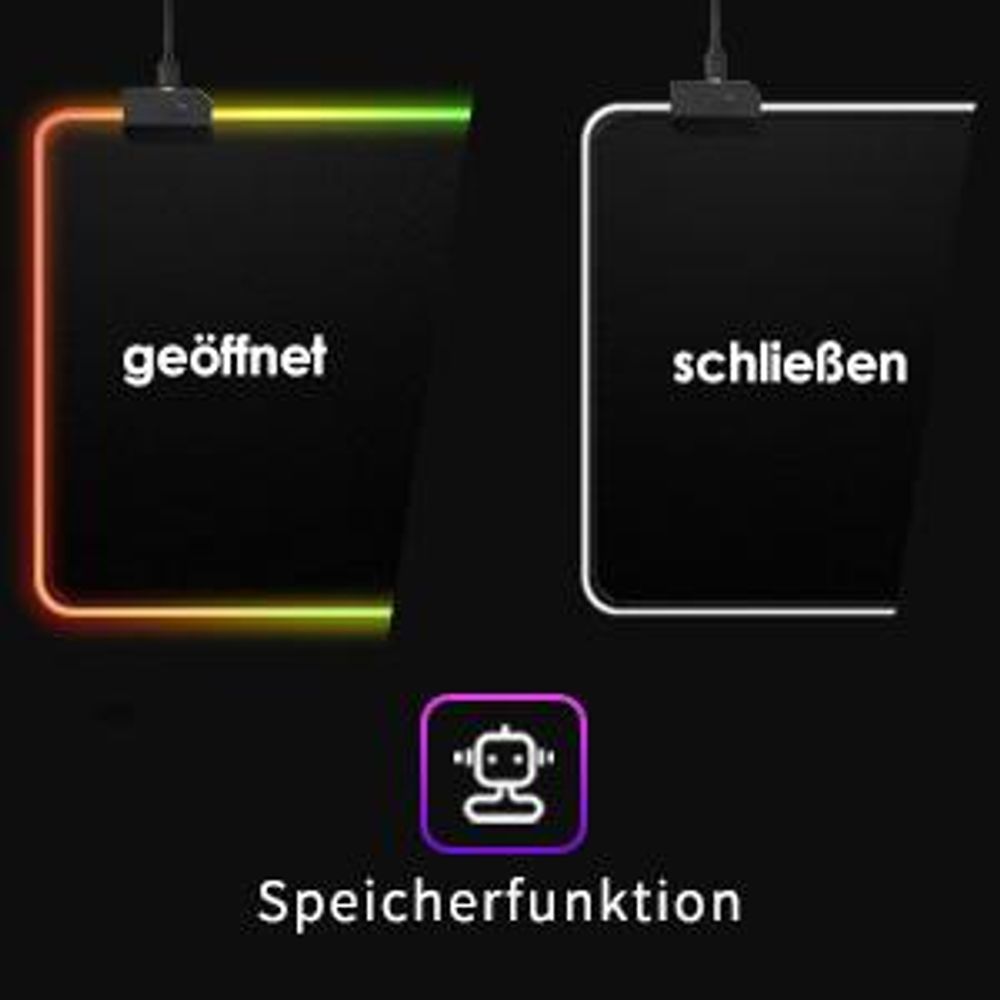 Gaming Mauspad, RGB Mousepad, 800x300mm Groß LED Schreibtischunterlage, LED Multi Color, 14 Beleuchtungs Modi